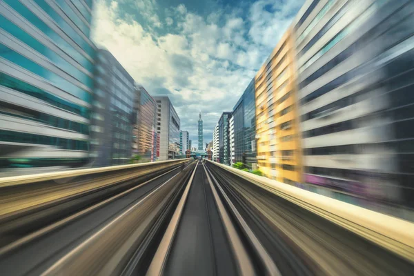 Indo Para Centro Cidade Taipei Desfoque Câmera Lenta — Fotografia de Stock