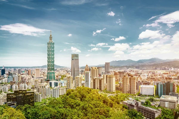 Hermosa Panorámica Ciudad Taipei Amanecer Taiwán — Foto de Stock