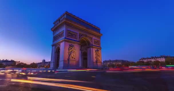 Arc Triomphe Trafic Parisien Sur Les Champs Élysées Proximité — Video