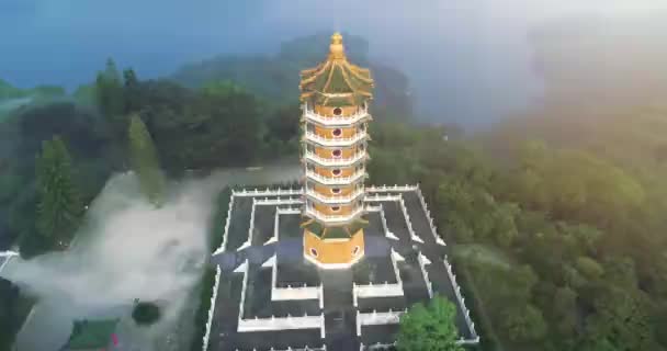 Skönheten Cien Pagoda Nantou Taiwan Pacien Pagoda Sun Moon Lake — Stockvideo