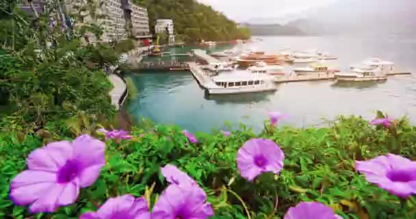 Foto Aerea Del Molo Shuishe Sun Moon Lake Taiwan — Video Stock