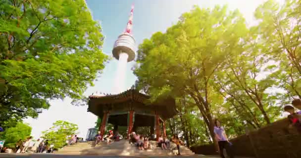 Gente Caminando Por Parque Namsan Torre Seúl Seúl Corea Del — Vídeo de stock