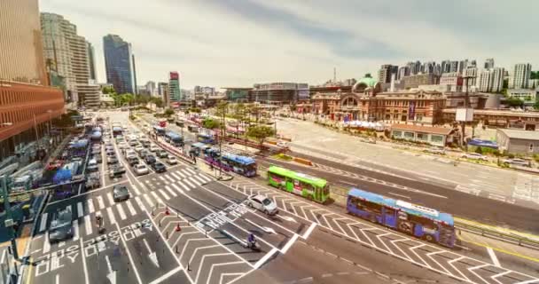 Tráfico Lapsos Tiempo Estación Seúl Seúl Corea Del Sur — Vídeo de stock