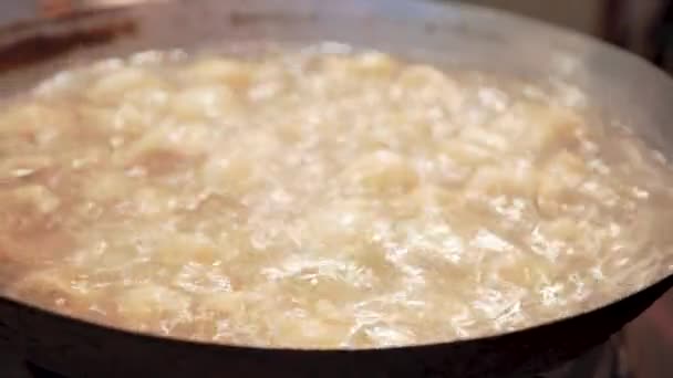 鍋水を沸騰 蒸す餃子 — ストック動画