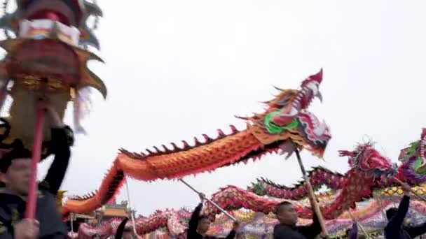 Miaoli Taiwan Fevereiro 2019 Cabeça Dragão Com Dança Leão Miaoli — Vídeo de Stock