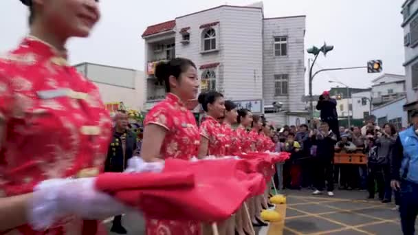 Miaoli Tayvan Şubat 2019 Miaoli Hakka Lantern Festivali Ejderha Bombardımanı — Stok video