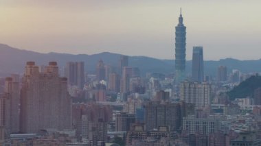 Taipei şehrinin sunset şehir manzarası, Tayvan