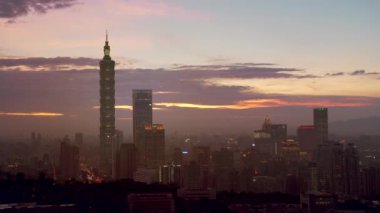 Taipei Şehrinde dramatik gün batımı, Tayvan