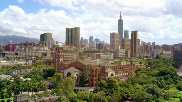 Stadtbild Von Taipeh Und Der Nationalen Taiwan Universität Taiwan — Stockvideo