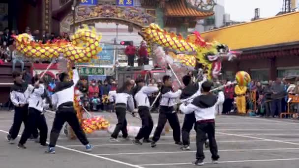Miaoli Taiwán Febrero 2019 Head Dragon Lion Dancing Miaoli Hakka — Vídeos de Stock