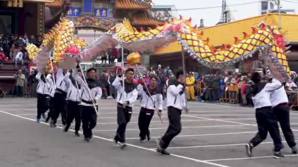 Миаоли Тайвань Февраля 2019 Года Head Dragon Lion Dancing Miaoli — стоковое видео