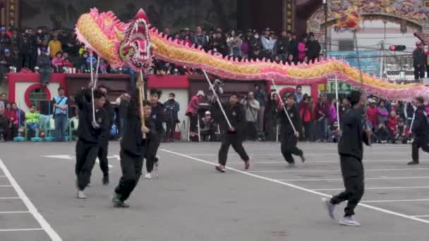 Miaoli Taiwan Fevereiro 2019 Cabeça Dragão Com Dança Leão Miaoli — Vídeo de Stock