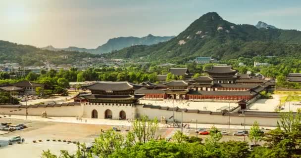 Bela Vista Pôr Sol Palácio Gyeongbokgung Seul Coreia Sul — Vídeo de Stock