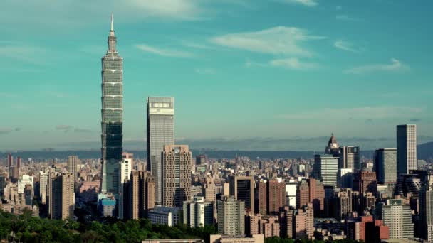 Východ Slunce Města Taipei Krásnými Mraky — Stock video