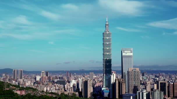 Salida Del Sol Ciudad Taipei Con Hermosas Nubes — Vídeos de Stock