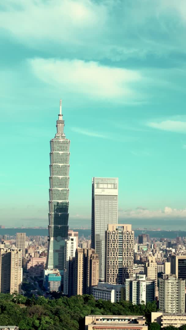Composizione Verticale Della Città Taipei Mattino — Video Stock