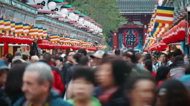 Asakusa Tokyo Japan Fullsatt Nakamise Dori Asakusa Sensoji Templet — Stockvideo