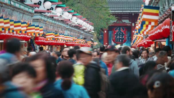 Asakusa Tokyo Japan Μια Πολυσύχναστη Nakamise Dori Στην Asakusa Sensoji — Αρχείο Βίντεο