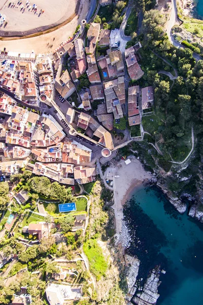 Vista Aérea Playa Platja Codolar Tossa Mar Costa Brava Cataluña —  Fotos de Stock