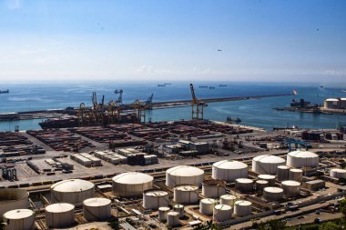 Barcelona, İspanya - 31 Mayıs 2018: sanayi sevkiyat Barcelona bağlantı noktası.