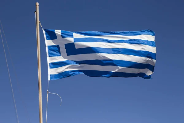 Greek Flag Isolated Blue Sky — Stock Photo, Image