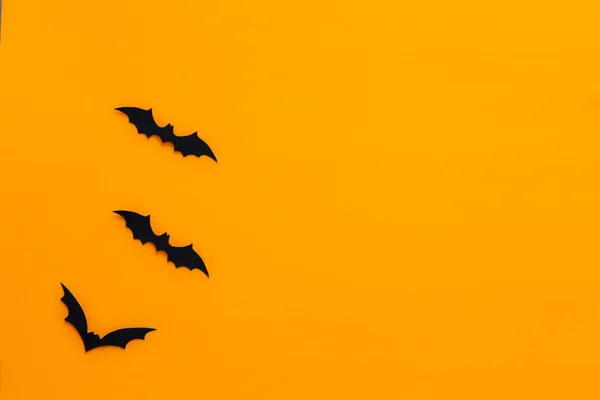 Murciélagos Con Fondo Naranja Concepto Halloween — Foto de Stock