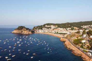 Tossa de Mar 'ın hava manzarası, Girona, İspanya
