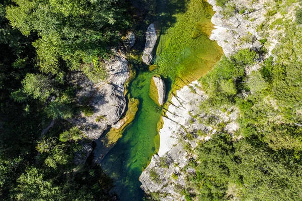 Vista Aérea Rio Llobregat Nos Pirinéus — Fotografia de Stock