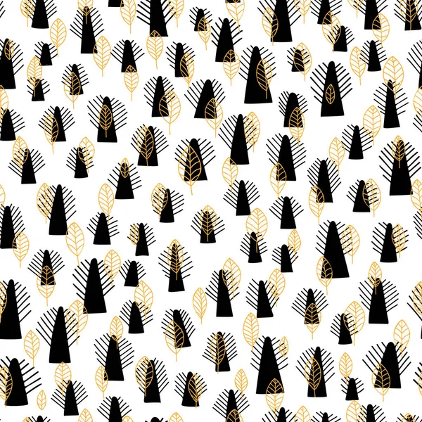 Ağaçlar desen vektör. Doodle yaratıcı ağaçları ile seamless modeli. Desen tasarım Tekstil veya ambalaj için. Seamless modeli