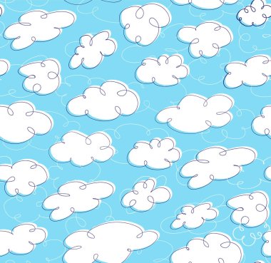 Bulutlar gökyüzünde. Vektör seamless modeli.