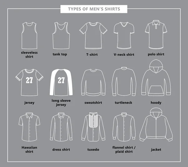 Типы мужских рубашек — стоковый вектор