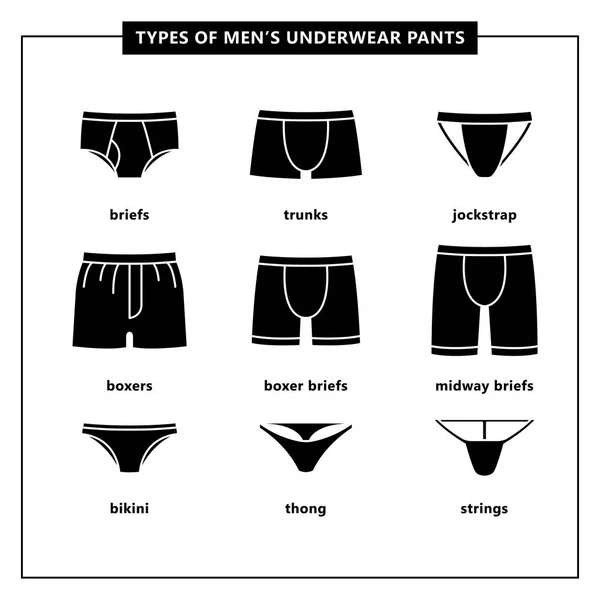 Typer av mäns underkläder byxor — Stock vektor