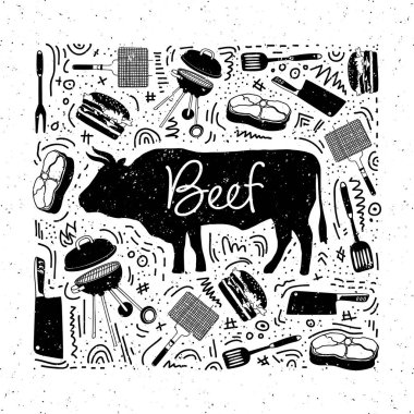 boğa ile şablon poster