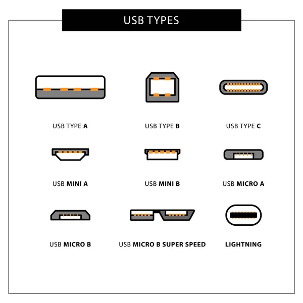 Usb conectores de ordenador — Archivo Imágenes Vectoriales