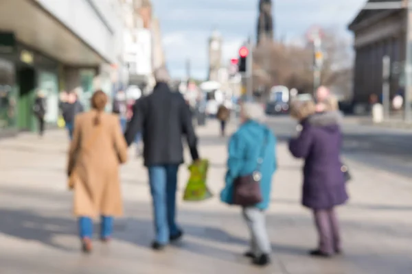 Blurred Image People Walking Street Car Building Background Princes Street — Stock Photo, Image