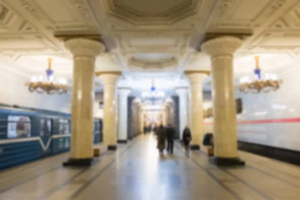 Bokeh Imagem Borrada Pessoas Andando Estação Metro São Petersburgo Rússia — Fotografia de Stock