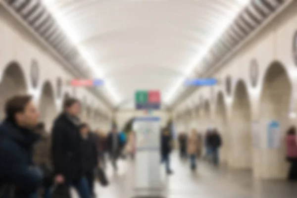 Imagen Borrosa Bokeh Personas Caminando Estación Metro San Petersburgo Rusia — Foto de Stock