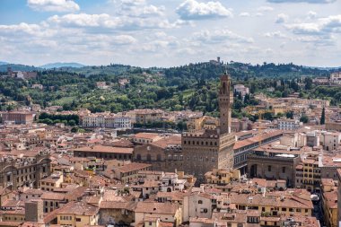 Palazzo Vecchio ile Floransa havadan görünümü, Floransa belediye binası, İtalya