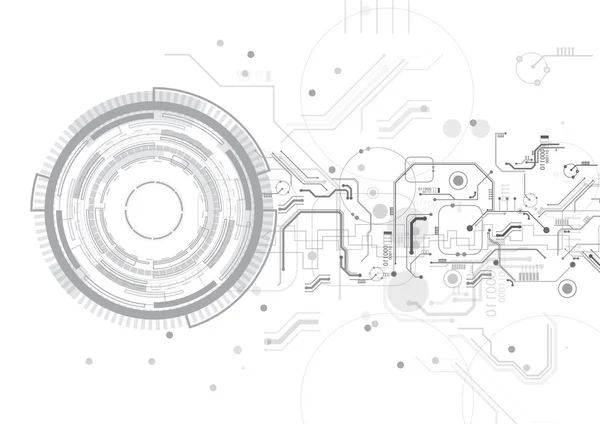 Gris Plusieurs Circuit Circle Technology Fond Vectoriel — Image vectorielle