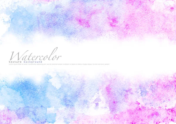 Blauw-roze aquarel textuur achtergrond, kopieerruimte voor tekst. — Stockfoto