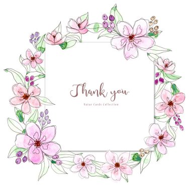 Suluboya çiçek çelengi