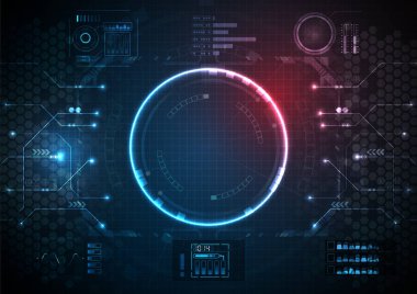 Mavi Pembe Devre Dijital Teknoloji Arka Plan ile Birkaç Fütüristik Fonksiyonu