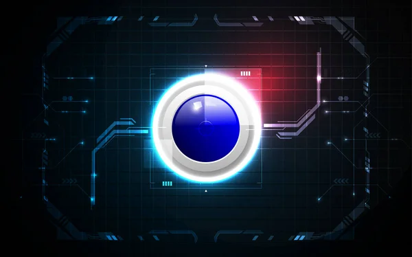 Bouton Réaliste Jeu Cercle Bleu Sur Fond Technologie Abstraite Ordinateur — Image vectorielle