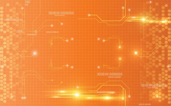 Desain jaringan teknologi digital oranye - Stok Vektor