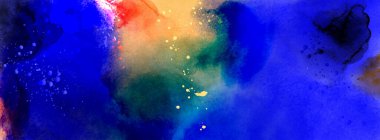 Sulu suluboya ile dolu soyut bir yüzey. Dekoratif arka plan, broşür, poster, kart, kapak veya afiş tasarımında kullanılmak üzere el boyama vektörü.