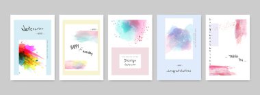 Elle boyanmış renkli suluboya kart dizaynı. Kart olarak kullanılabilir; selamlama, davet, kapak, kitapçık, broşür veya poster.