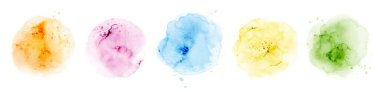 Set of hand-painted watercolor circles colorful different shapes,  Watercolor splash stain vector element design for background, banner, poster, card, brochure. clipart