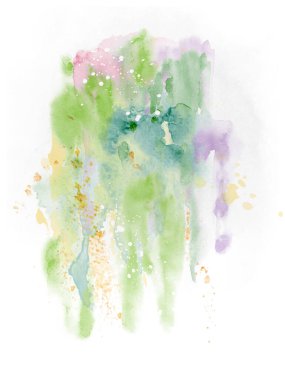 Soyut modern tasarım, beyaz arka planda elle boyanmış lekeli suluboya. Dekoratif tasarım arkaplan kartı olarak kullanılan sanatsal vektör, afiş, poster, kapak, broşür, duvar sanatı.