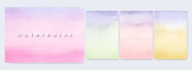 Soyut arkaplan dizaynı. Parlak renkli suluboya gradyanları elle boyanmış. Poster, kart ve afişin dekoratif tasarımında arka plan olarak kullanılan lekeli sanatsal vektör.