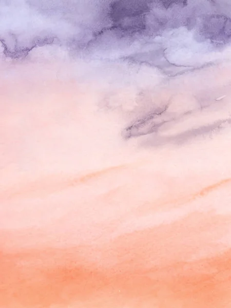 Sonnenuntergang Himmel Lila Und Orange Bewölkt Abstraktes Design Mit Aquarell — Stockvektor